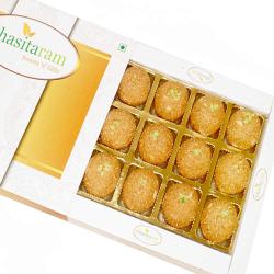 Sweets - Ghasitaram Gifts Swets - Moong Dal Laddoo in white Box